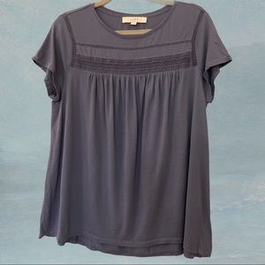 LOFT Embroidered Short-Sleeve Swing Top